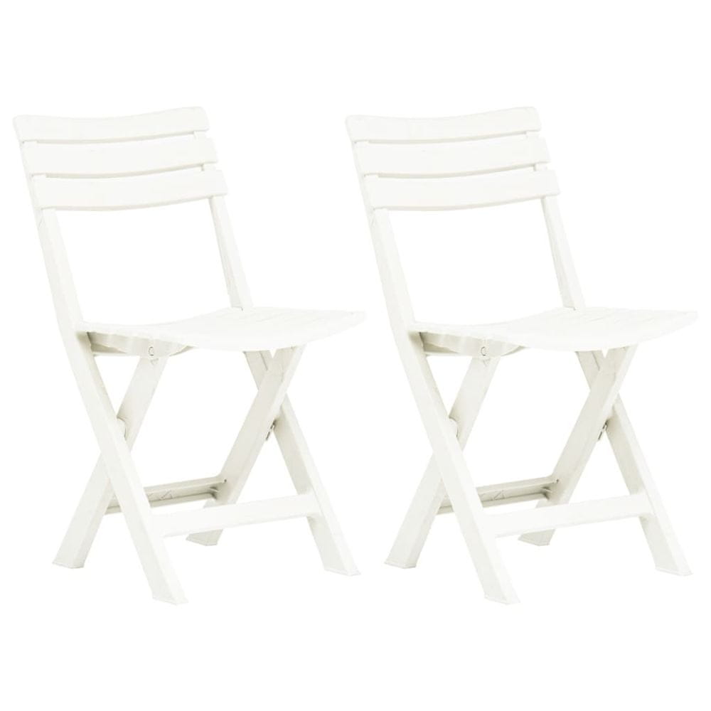 Vidaxl Skladacie záhradné stoličky 2 ks, plast, biele